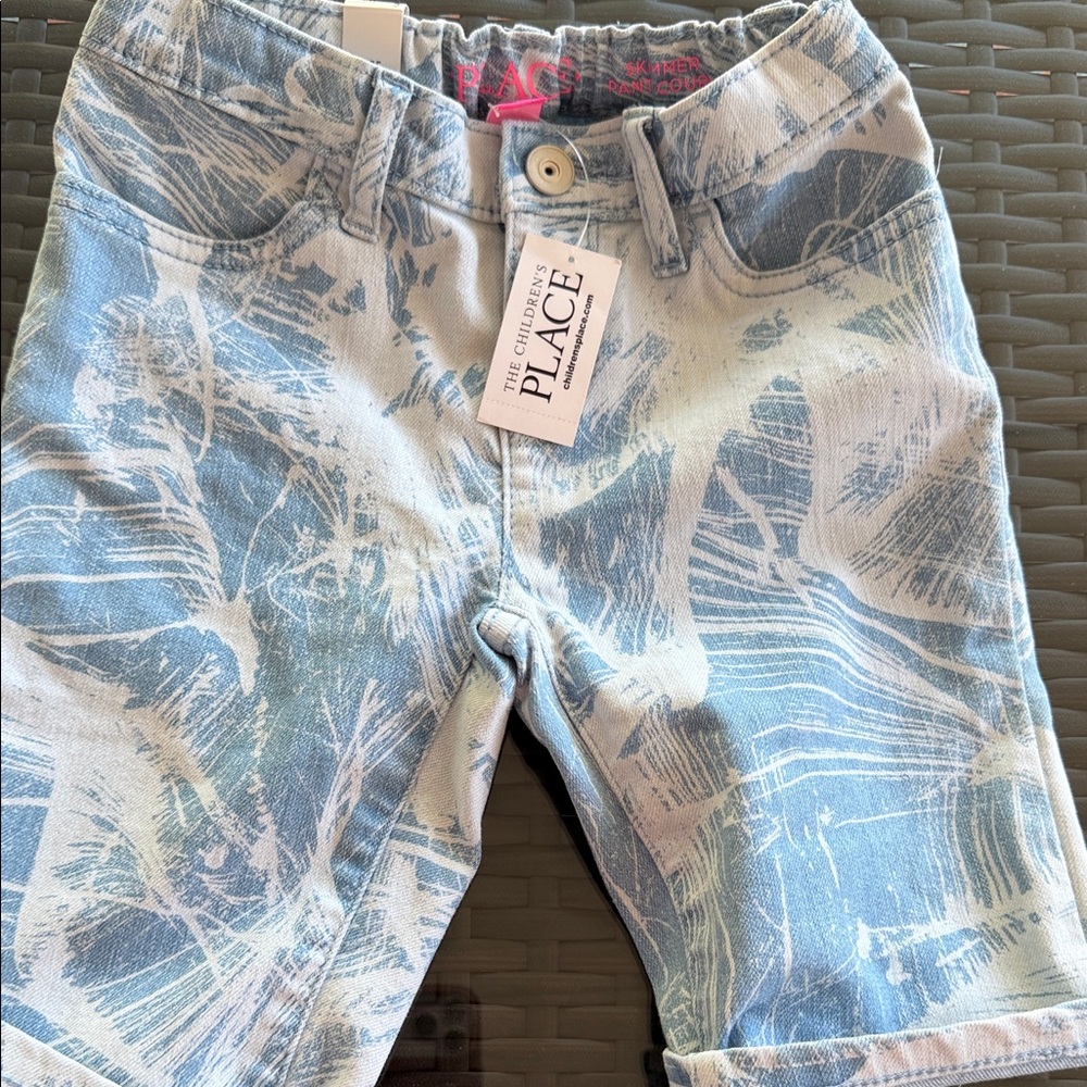 The Children's Place Light Blue & White Abstract Print Denim Shorts
